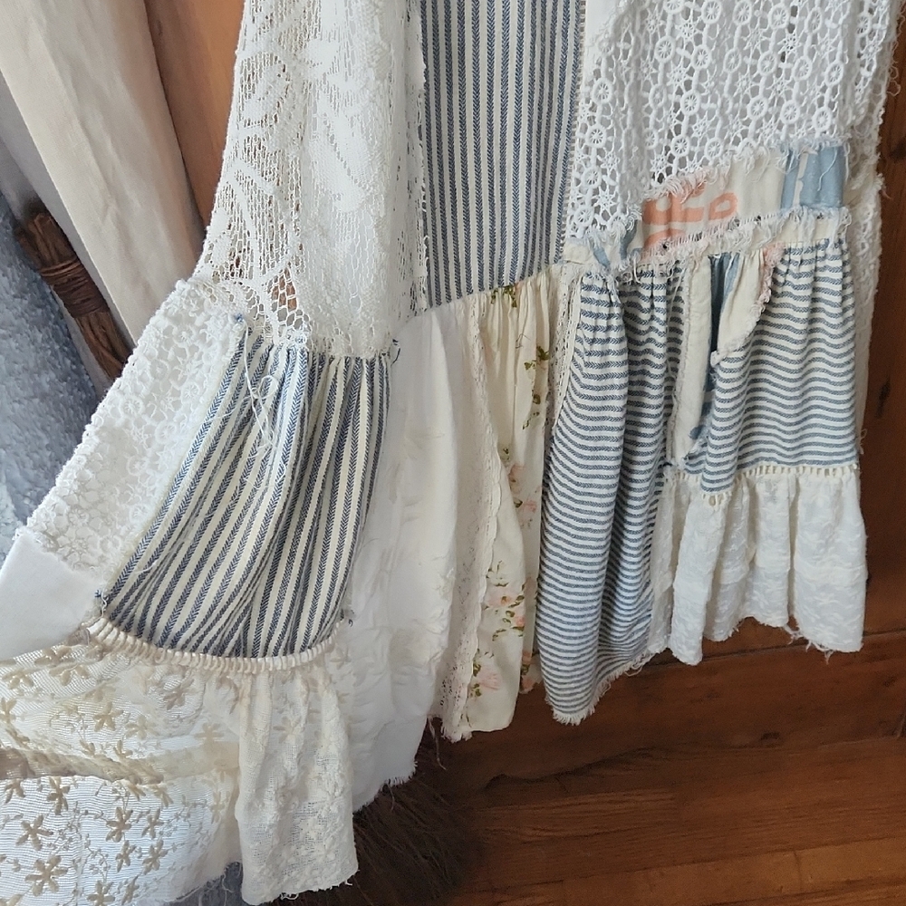 Discontinued urban outfitters Patchwork Maxi Dress in White and Cream - Picture 4 of 9